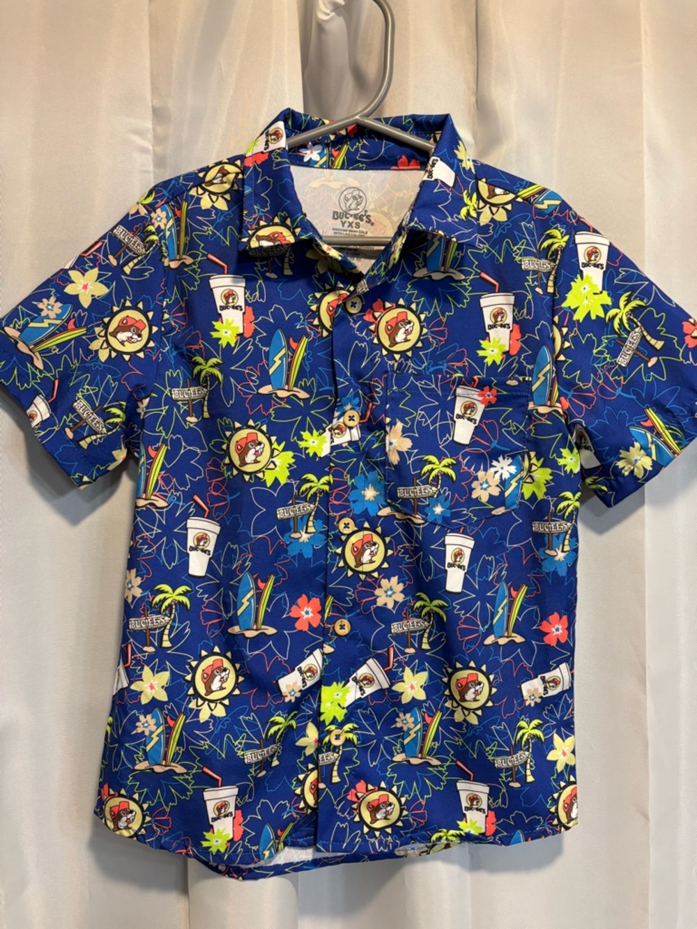 Kids Blue Tropical Print Button-Down Shirt